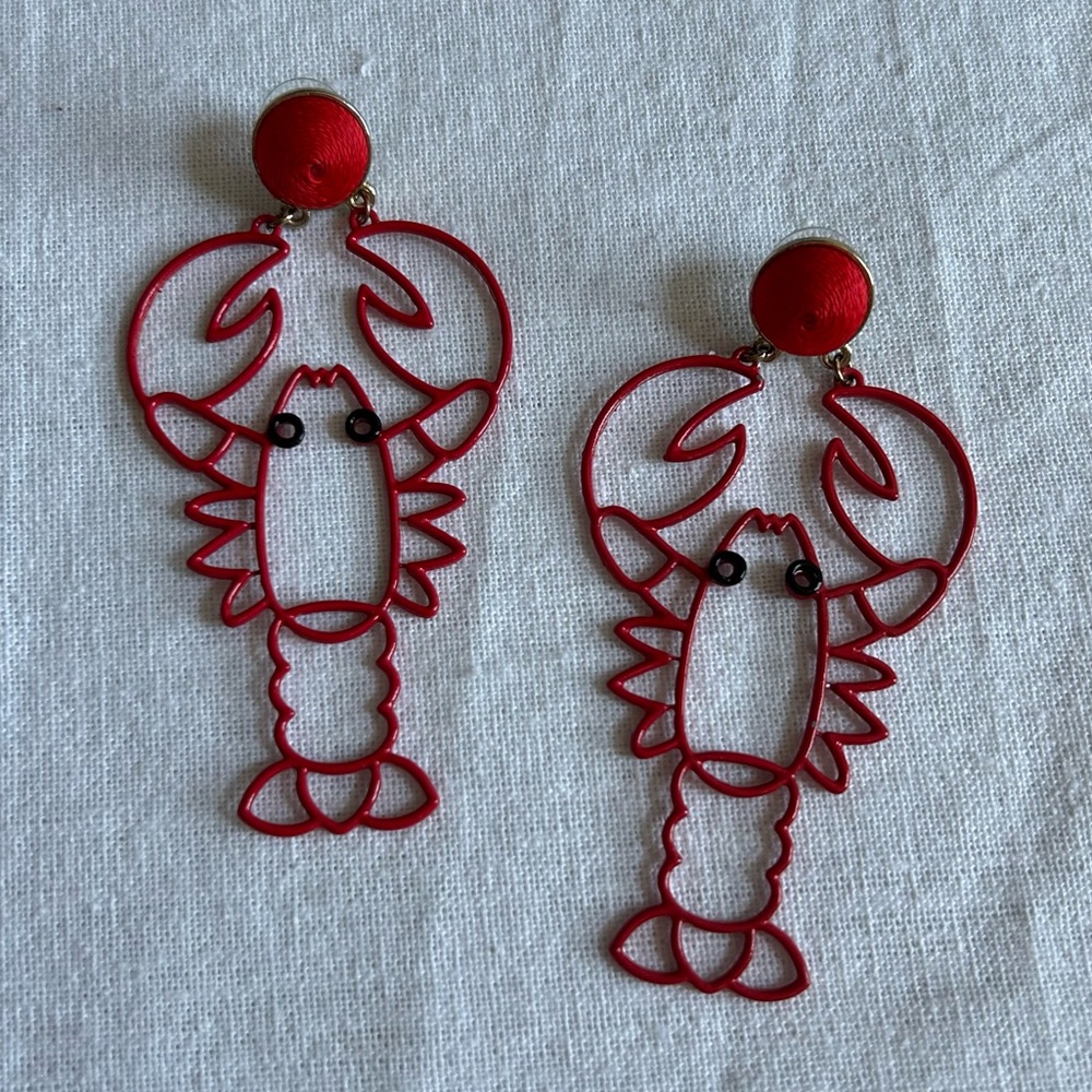 Red Lobster Large Dangle Earrings